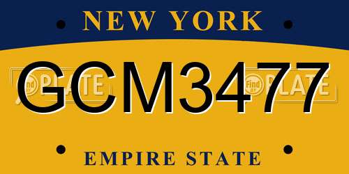 GCM3477 New York License Plate