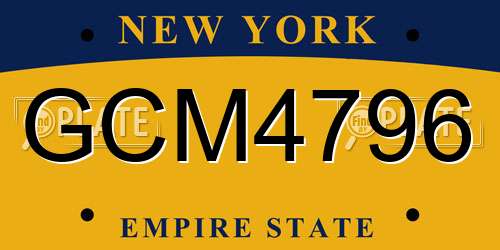 GCM4796 New York License Plate