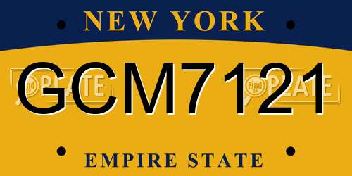 GCM7121 New York License Plate