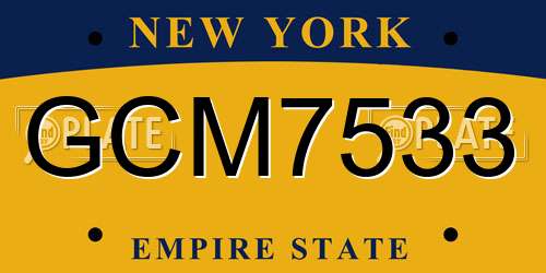 GCM7533 New York License Plate