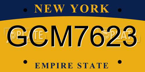 GCM7623 New York License Plate