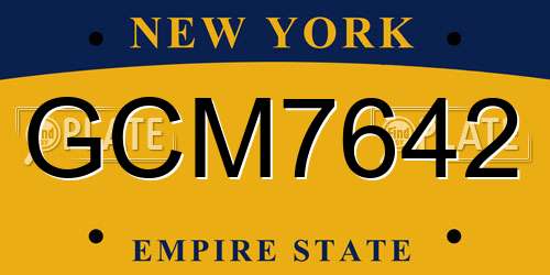 GCM7642 New York License Plate