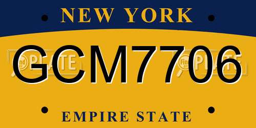 GCM7706 New York License Plate