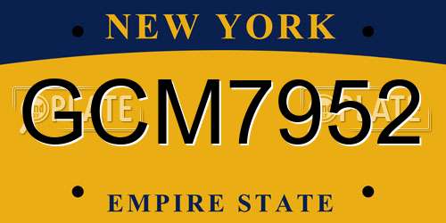 GCM7952 New York License Plate