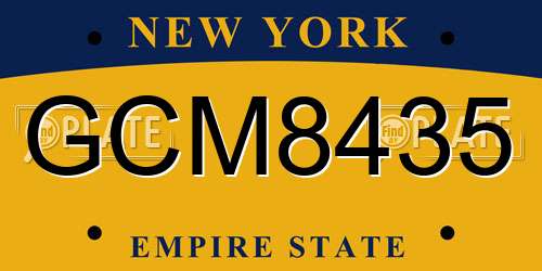 GCM8435 New York License Plate