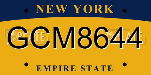 GCM8644 New York License Plate