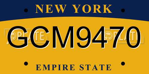 GCM9470 New York License Plate