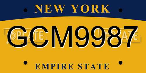 GCM9987 New York License Plate