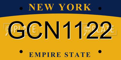 GCN1122 New York License Plate