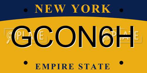 GCON6H New York License Plate