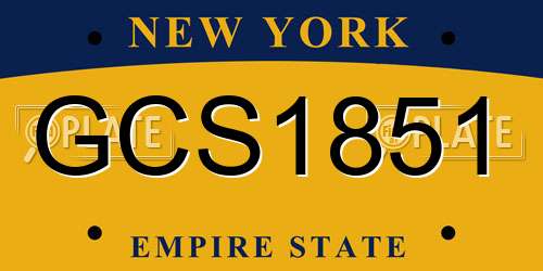 GCS1851 New York License Plate