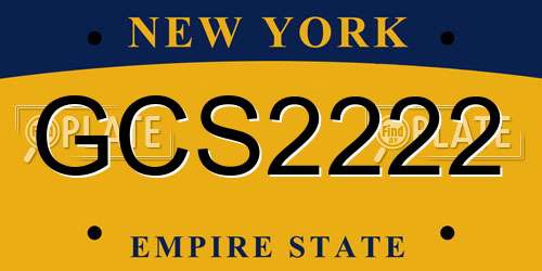 GCS2222 New York License Plate
