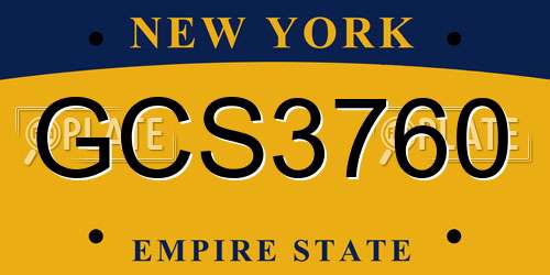 GCS3760 New York License Plate
