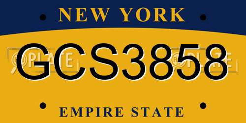 GCS3858 New York License Plate
