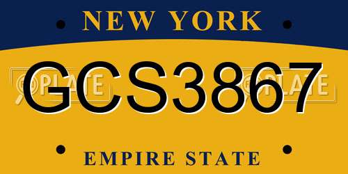 GCS3867 New York License Plate