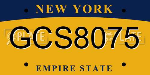 GCS8075 New York License Plate