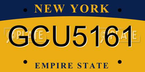 GCU5161 New York License Plate