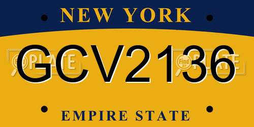 GCV2136 New York License Plate