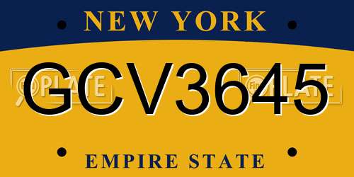 GCV3645 New York License Plate