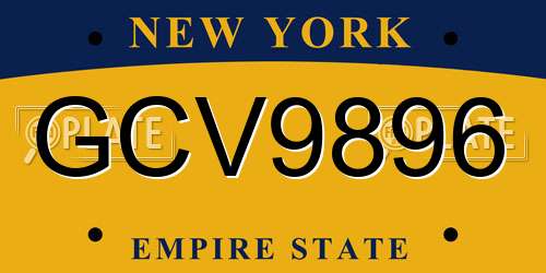 GCV9896 New York License Plate