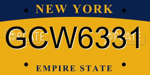 GCW6331 New York License Plate