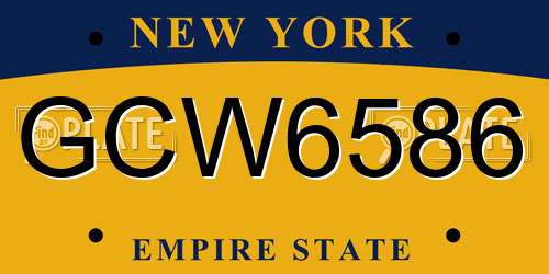 GCW6586 New York License Plate