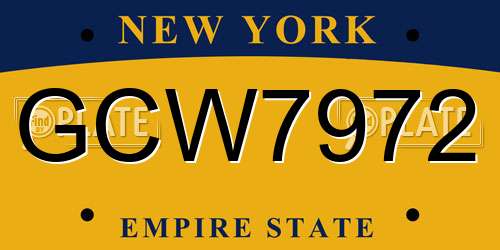GCW7972 New York License Plate