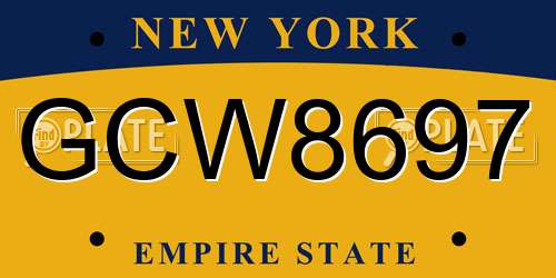 GCW8697 New York License Plate