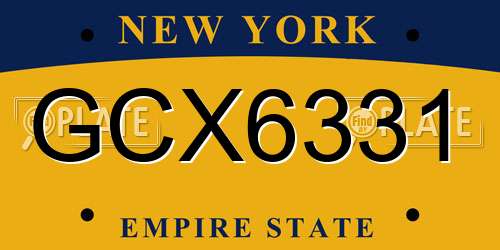 GCX6331 New York License Plate