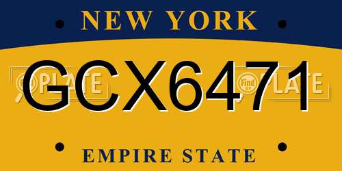 GCX6471 New York License Plate