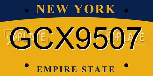 GCX9507 New York License Plate