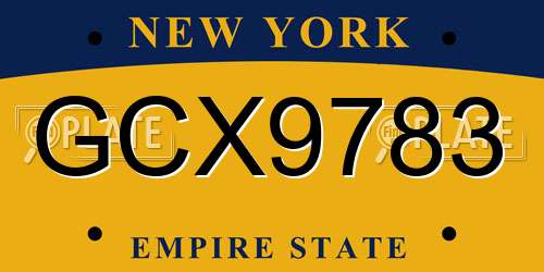 GCX9783 New York License Plate