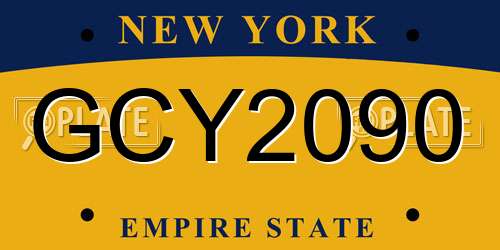 GCY2090 New York License Plate