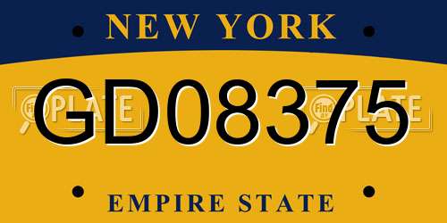 GD08375 New York License Plate