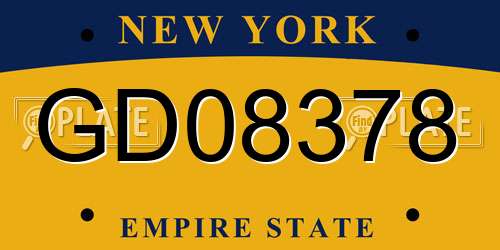 GD08378 New York License Plate