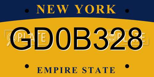 GD0B328 New York License Plate