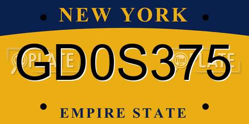 GD0S375 New York License Plate