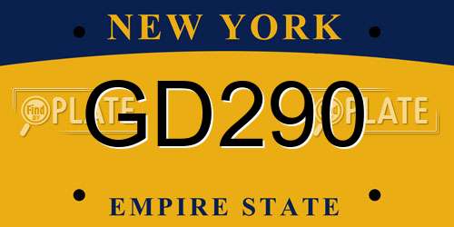 GD290 New York License Plate