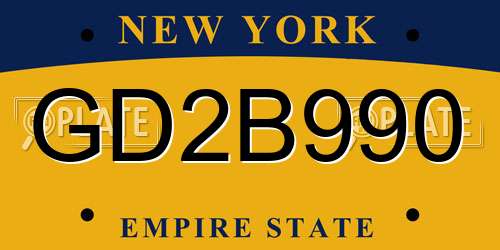 GD2B990 New York License Plate