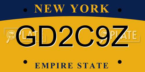 GD2C9Z New York License Plate