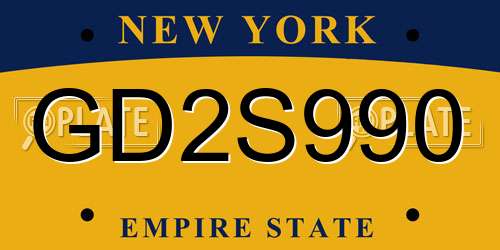 GD2S990 New York License Plate