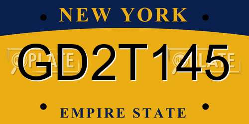 GD2T145 New York License Plate