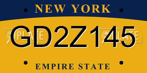 GD2Z145 New York License Plate
