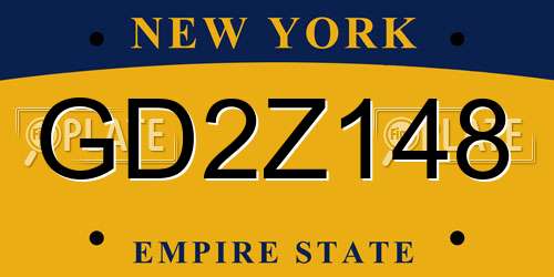 GD2Z148 New York License Plate