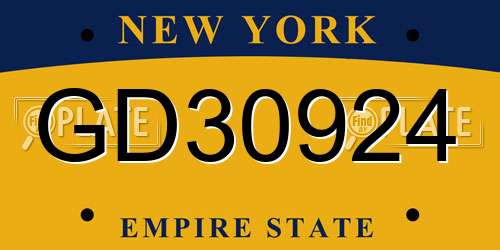 GD30924 New York License Plate
