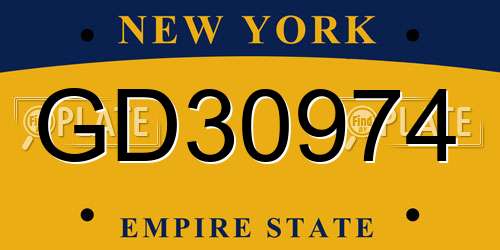 GD30974 New York License Plate