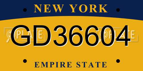 GD36604 New York License Plate