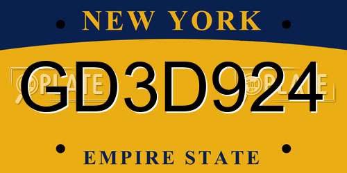 GD3D924 New York License Plate