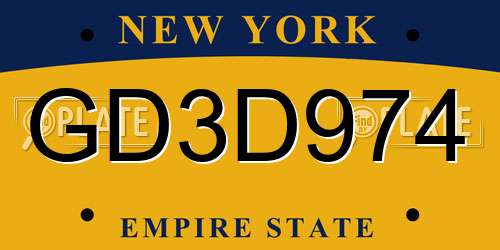 GD3D974 New York License Plate