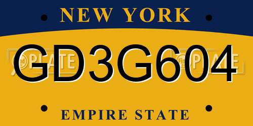 GD3G604 New York License Plate